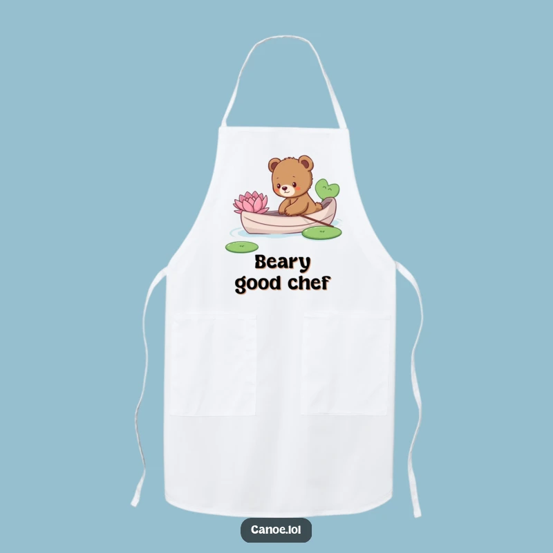 Funny Bear Cub Canoe Apron: Cook with Curiosity in this Explorer Kitchen Gift