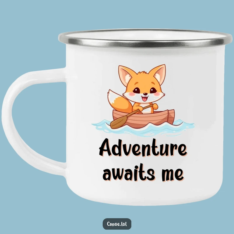 Funny Fox Canoe Camping Mug, Cheerful Grin Camp Cup, Perfect Funny Gift