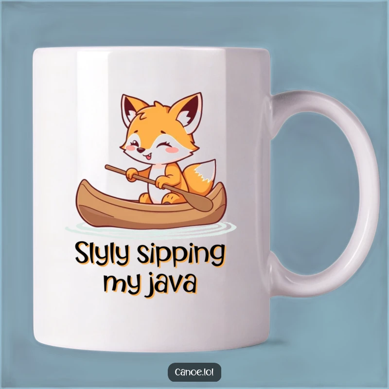 Funny Fox Cub Canoe Mug: Mischievous Grin Fun for Sly Trickster Gift