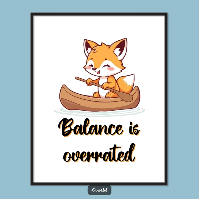 Funny Fox Cub Canoe Digital Art: Decorate with Mischievous Playful Print