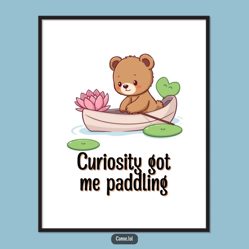 Funny Bear Cub Canoe Digital Art: Decorate with Curious Explorer Print