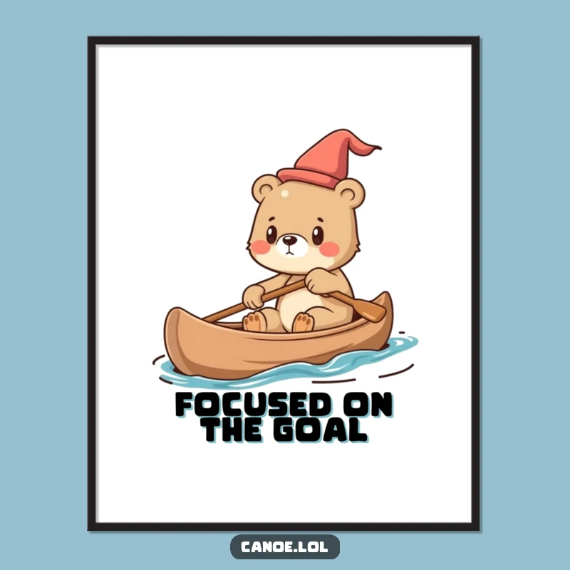 Funny Bear Cub Canoe Digital Art: Instant Download for Adventurous Walls!