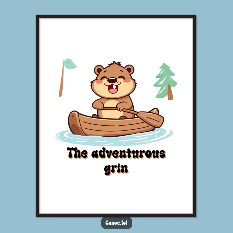 Funny Excited Beaver Digital Art Print: Instant Adventure!