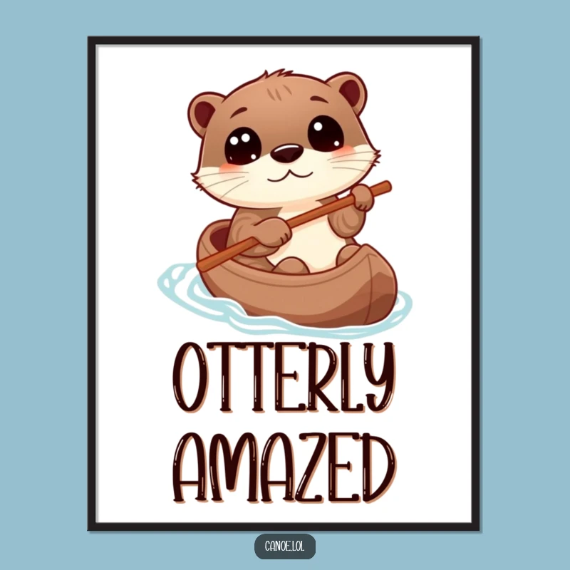 Funny Otter Canoe Digital Art, Playful Explorer Print, Perfect Funny Gift