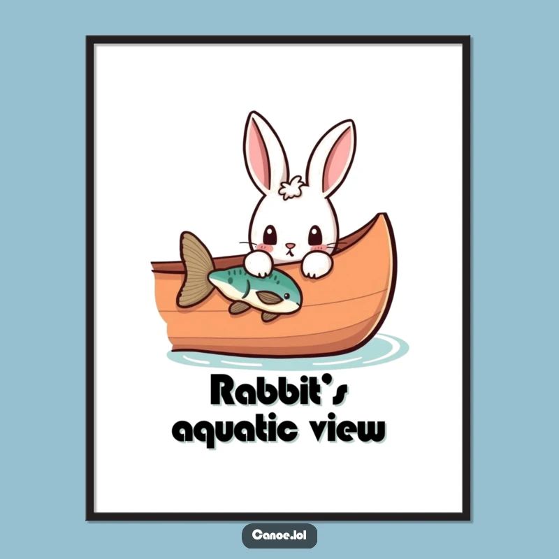 Funny Rabbit Canoe Digital Art, Curious Peek Print, Perfect Funny Gift