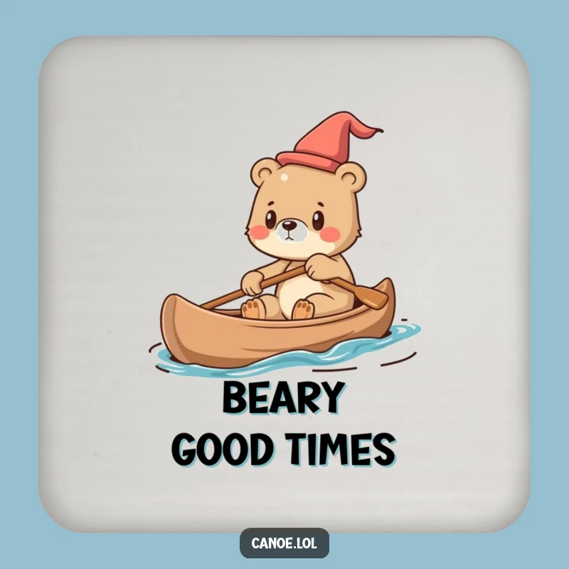 Funny Bear Cub Canoe Coasters: Protect Your Surfaces with Adventure!
