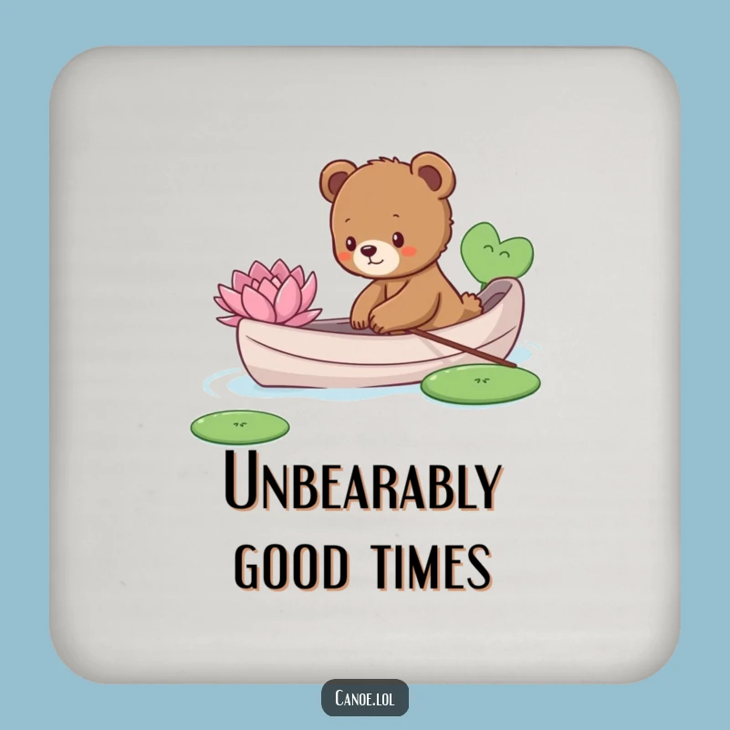 Funny Bear Cub Canoe Drink Coaster: Protect Surfaces with Nature's Curiosity