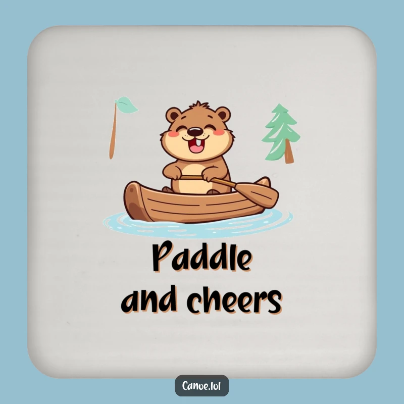 Funny Excited Beaver Drink Coaster: Protect with Adventure!