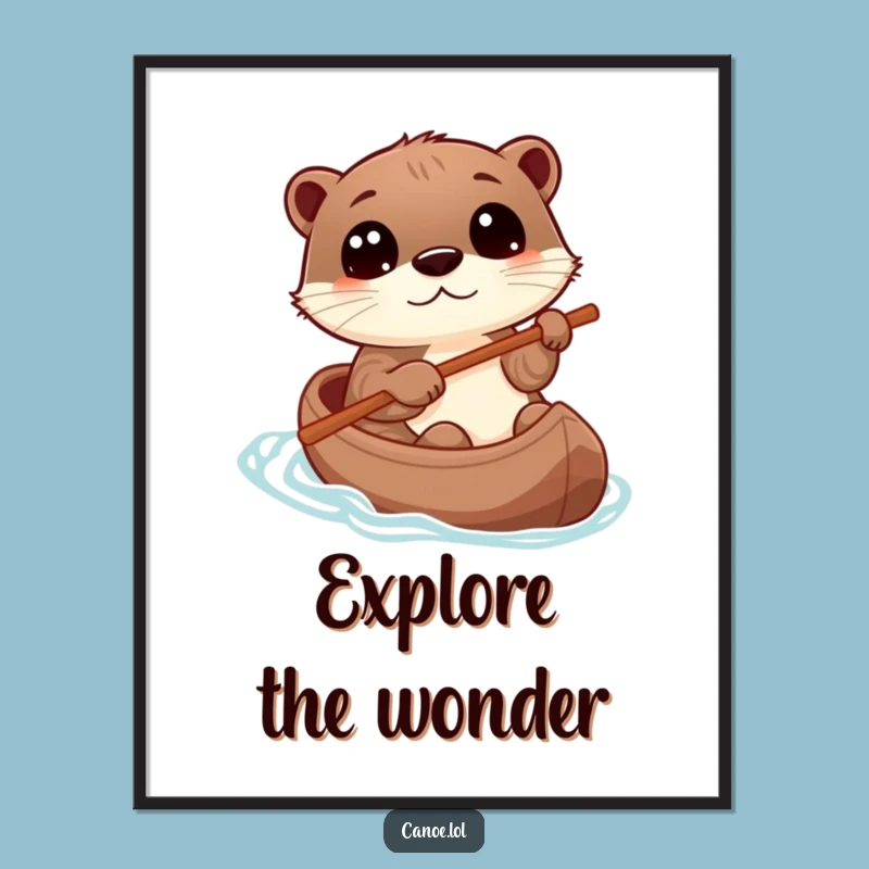 Funny Otter Canoe Wall Art, Playful Explorer Poster, Perfect Funny Gift