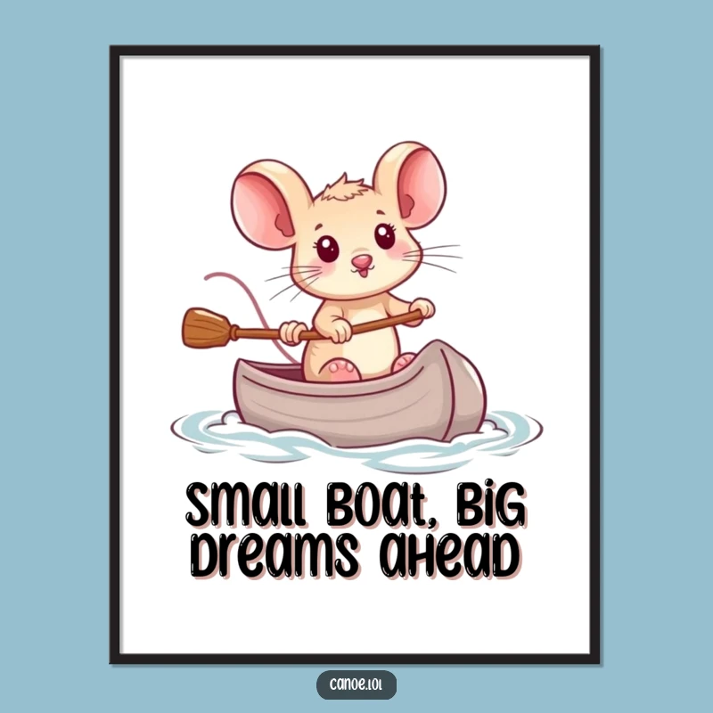 Free Printable Mouse Wall Art: Determined Canoeist, Funny Downloadable Decor!