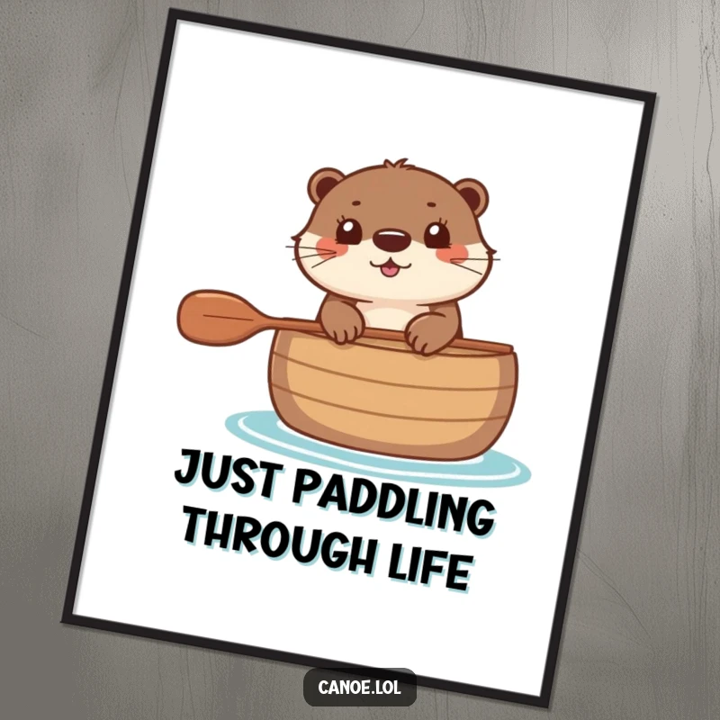 Funny Free Printable Wall Art: An otter peeking mischievously over the edge of a canoe.