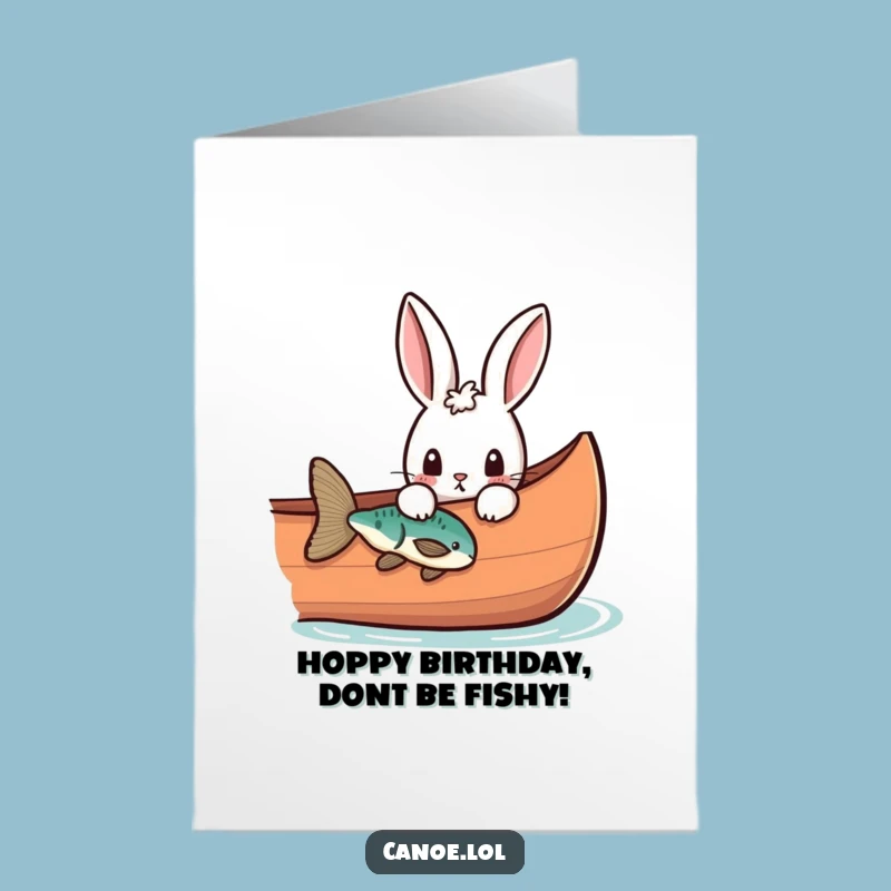 Free Printable Birthday Rabbit Canoe Card: Funny Downloadable Gift