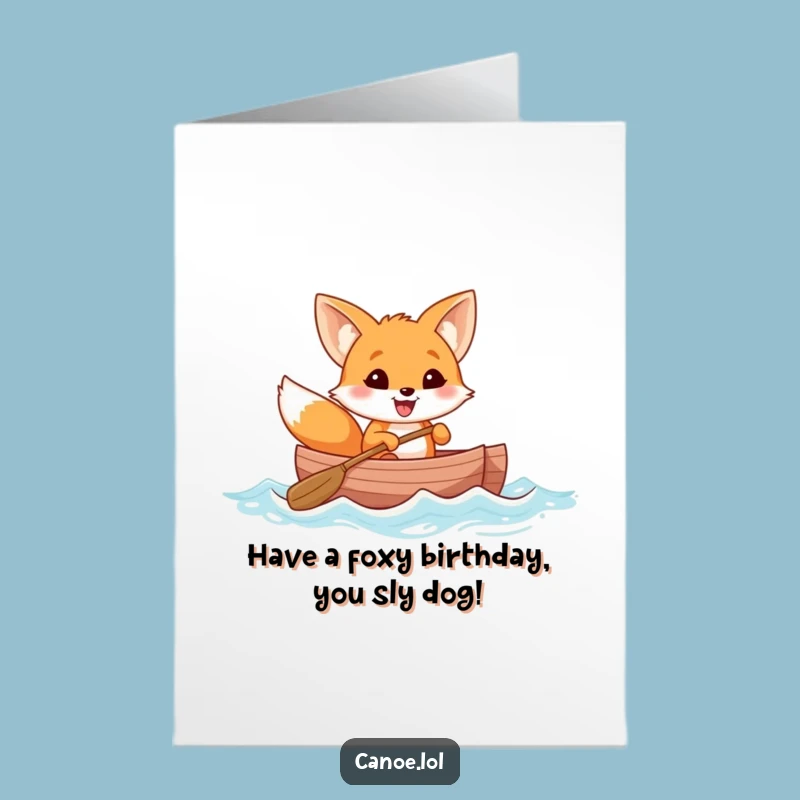 Free Printable Birthday Fox Canoe Card: Funny Downloadable Gift