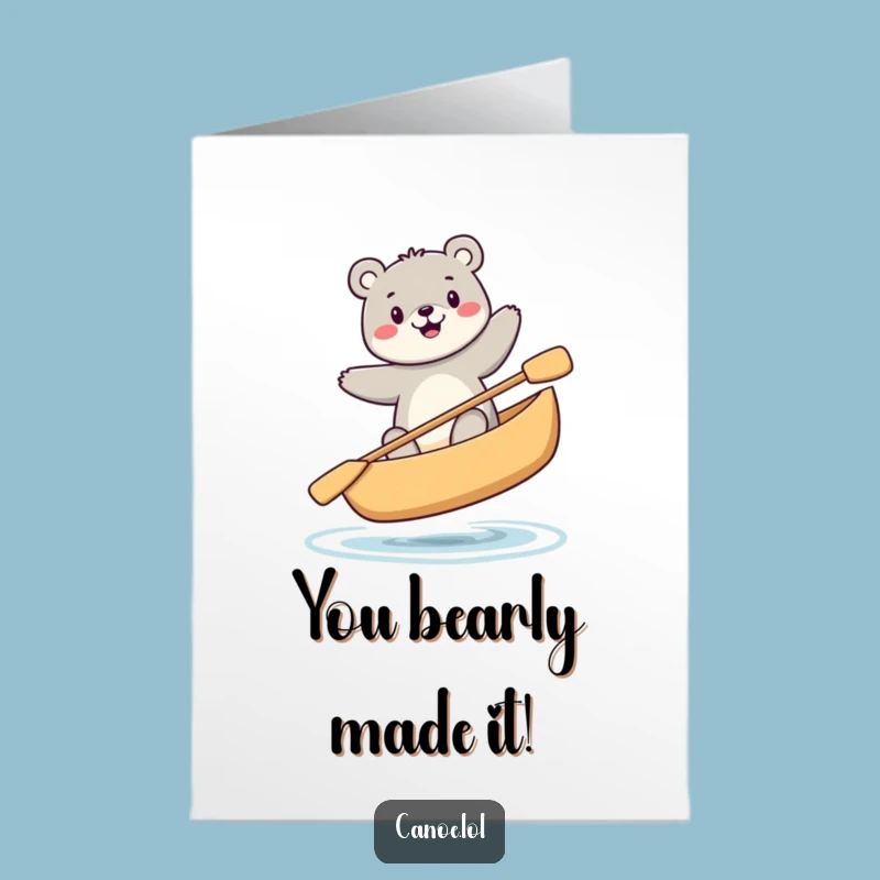 Free Printable Congrats Bear Canoe Card: Funny Downloadable Gift