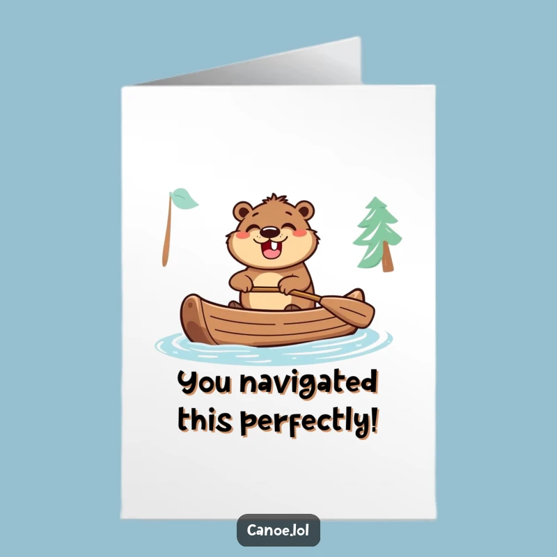 Free Printable Congratulations Card: Beaver Canoe Funny Congrats Downloadable Gift