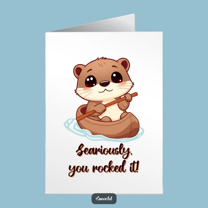 Free Printable Congrats Otter Canoe Card: Funny Downloadable Gift