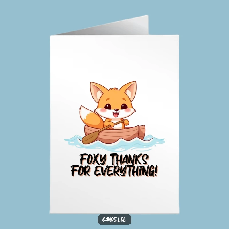 Free Printable Thank You Fox Canoe Card: Funny Downloadable Gift