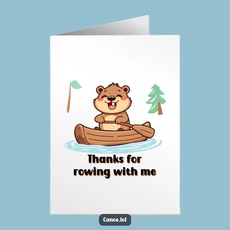 Free Printable Thank You Card: Beaver Canoe Funny Thanks Downloadable Gift