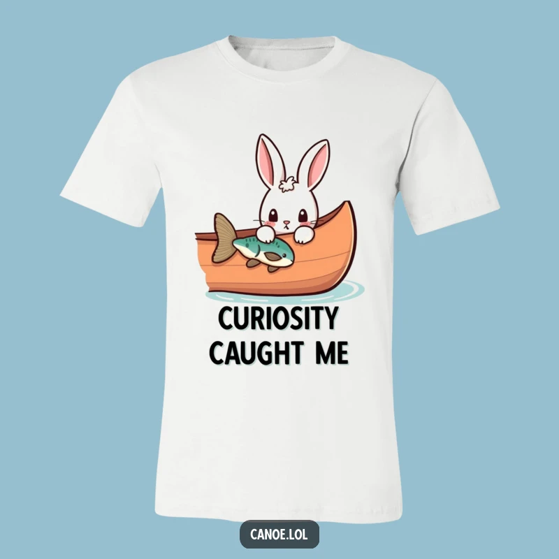 Funny Rabbit Canoe Fishing T-Shirt, Curious Peek Design Tee, Hilarious Gift