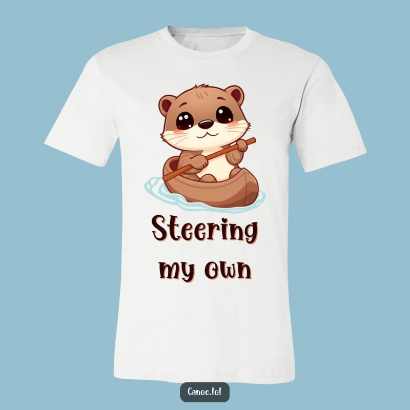 Funny Otter Canoe Adventure T-Shirt, Playful Stick Steering Tee, Hilarious Gift