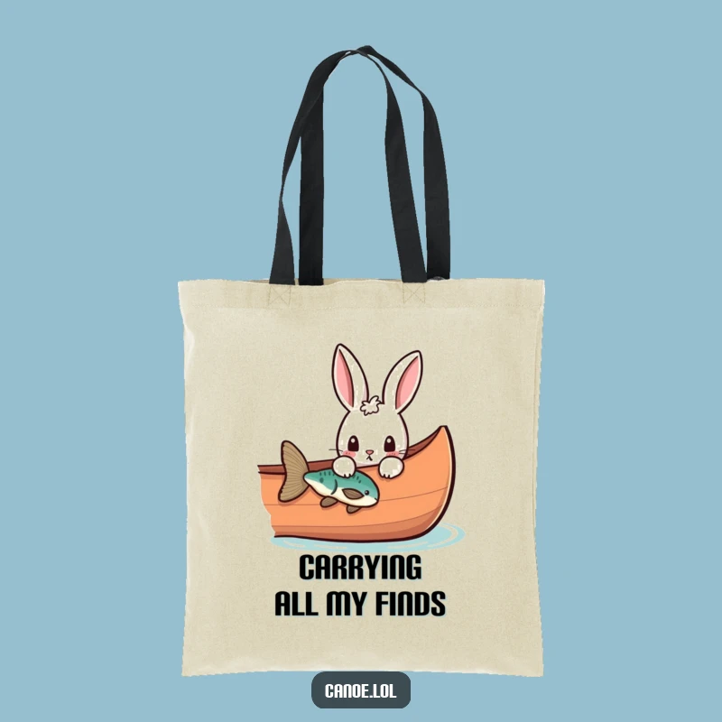 Funny Rabbit Canoe Tote Bag, Curious Peek Carry-All, Perfect Funny Gift