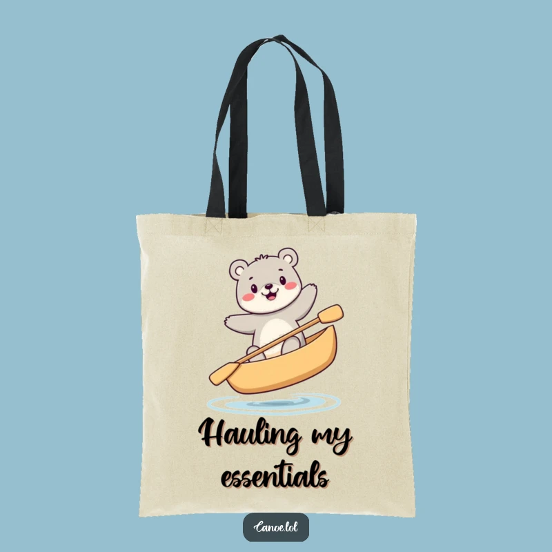 Funny Bear Canoe Tote Bag, Precarious Sit Carry-All, Perfect Funny Gift